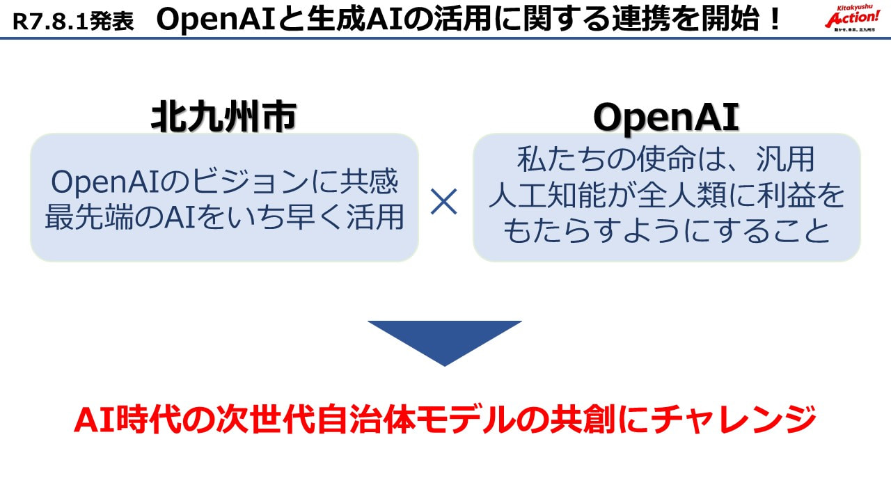 北九州市のAIチャレンジ実践事例を説明するスライド