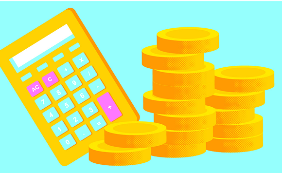 お金と電卓のイラスト